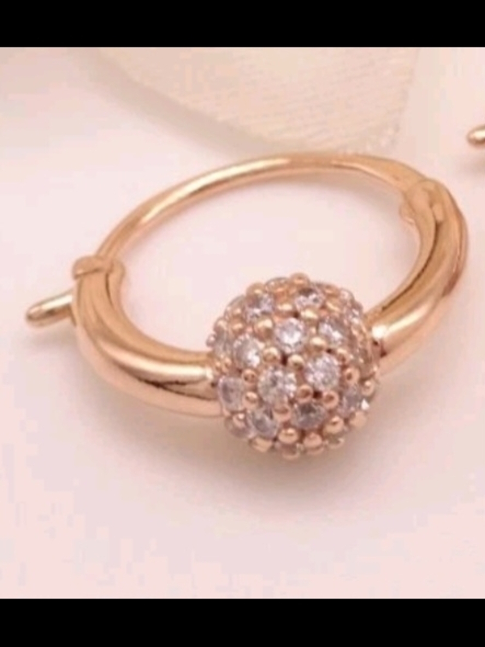 Pandora Rose Gold Pavé Ball Hoop Earring -sell as It Is